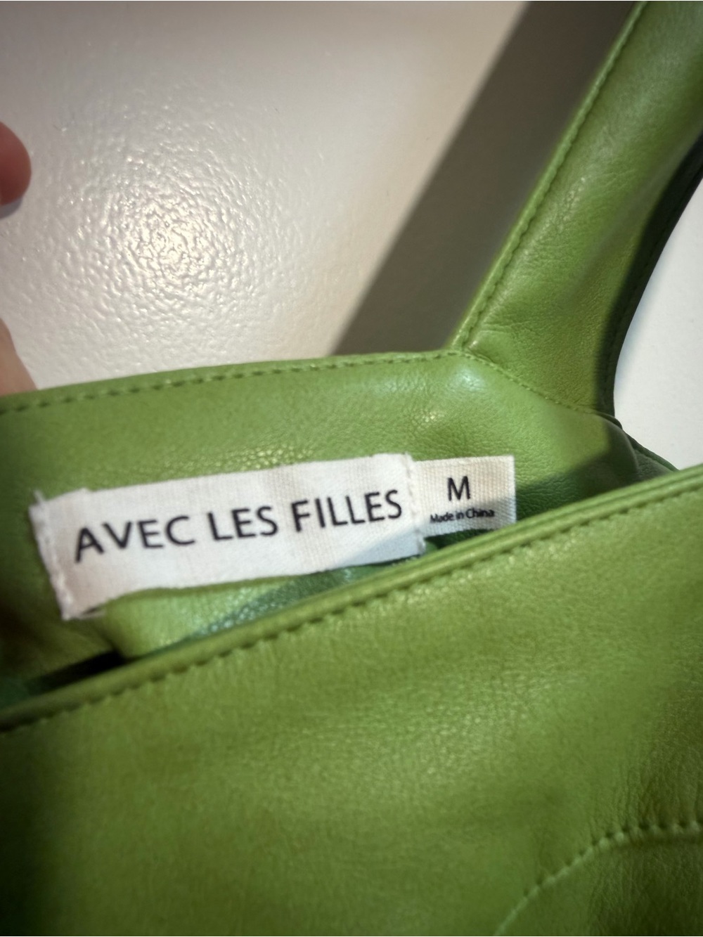 Avec Les Filles FAUX-EVER LEATHER™ FIT-AND-FLARE MINI DRESS in green Medium $129 - Picture 8 of 15